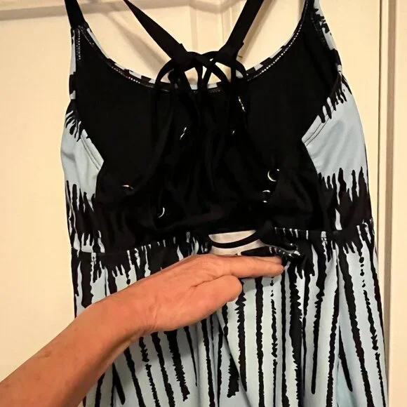 Women’s Blue Multi Tankini Swim Top Women’s Large - Picture 3 of 4